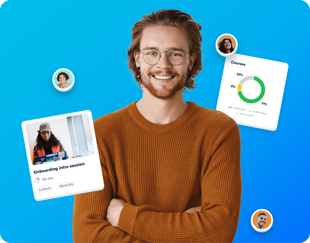 employee taking training with a digital LMS platform