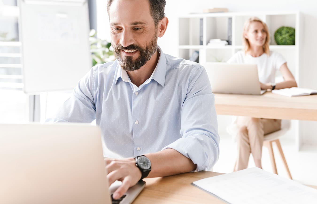 man working on a laptop
