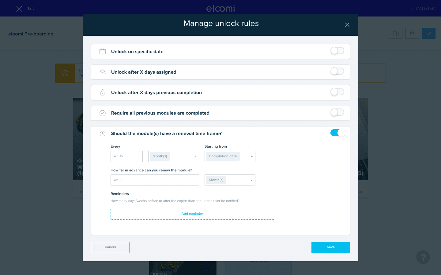 New Renewals of Online & Onsite Modules - eloomi Product Update
