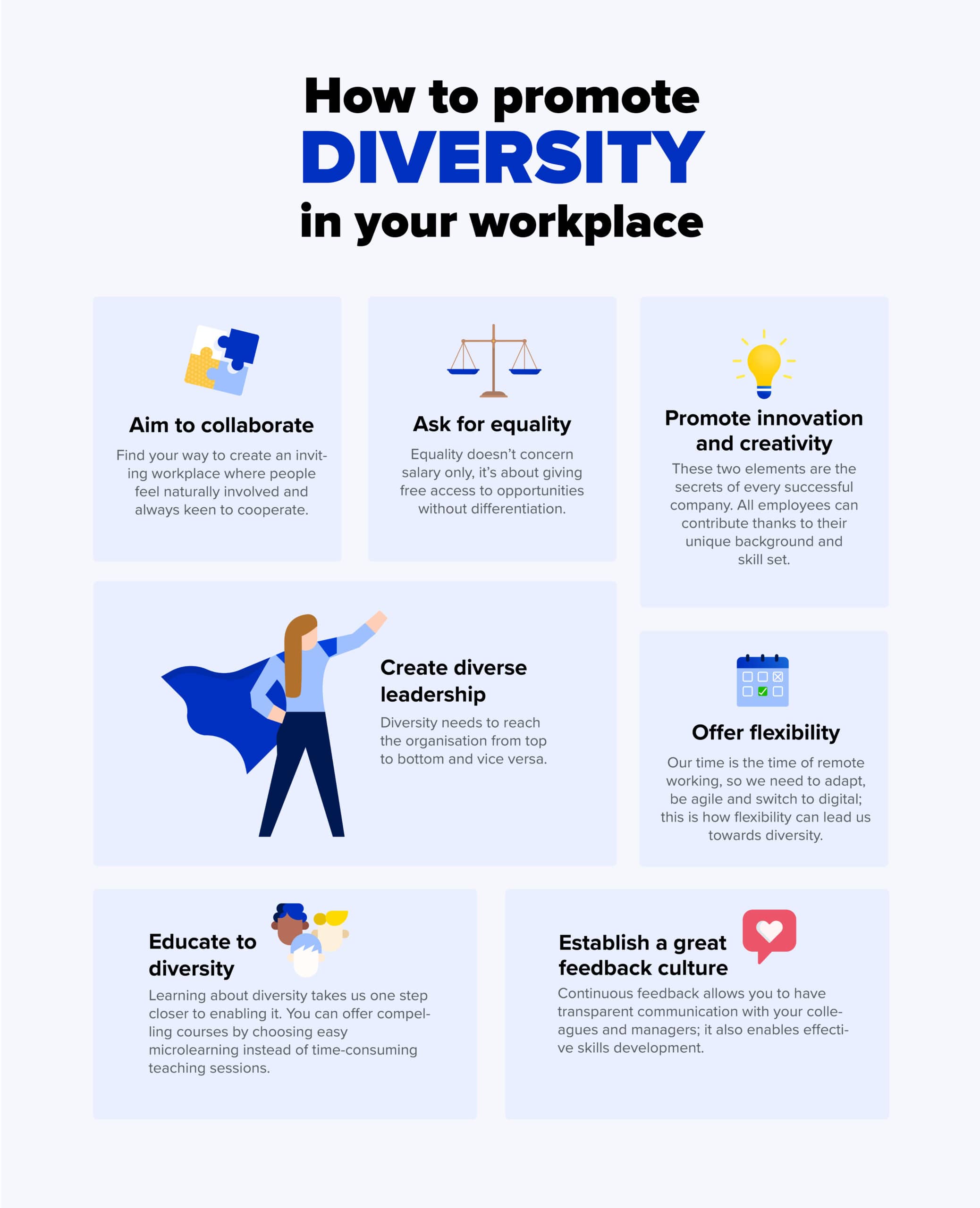 how to promote diversity and inclusion infographic